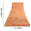 Sanskriti Vintage Peach Sarees Pure Georgette Silk Printed Sari 5yd Craft Fabric