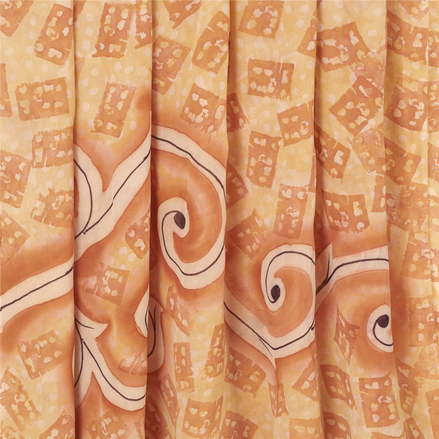 Sanskriti Vintage Peach Sarees Pure Georgette Silk Printed Sari 5yd Craft Fabric