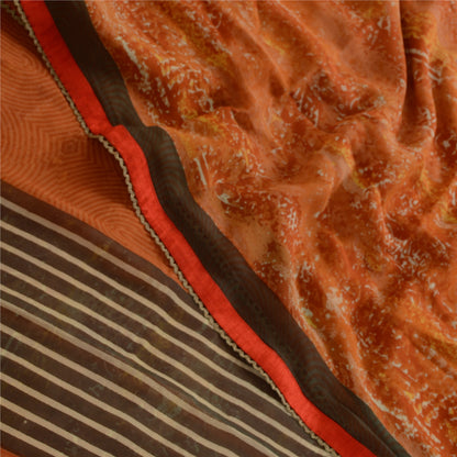 Sanskriti Vintage Orange Sarees Pure Georgette Silk Printed Sari Craft Fabric