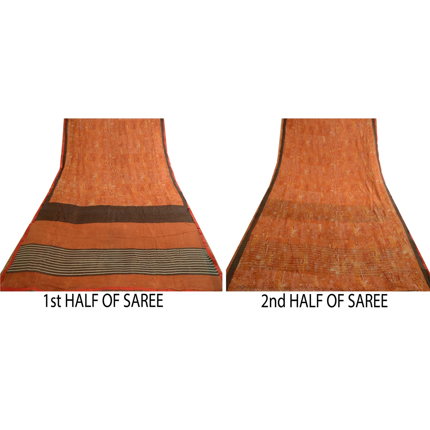 Sanskriti Vintage Orange Sarees Pure Georgette Silk Printed Sari Craft Fabric