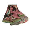 Sanskriti Vintage Sarees Multi Pure Georgette Silk Printed Sari 5yd Craft Sustainable Fabric