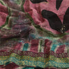 Sanskriti Vintage Sarees Multi Pure Georgette Silk Printed Sari 5yd Craft Sustainable Fabric