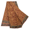 Sanskriti vintage Sarees Brown Pure Georgette Silk Printed Sari 5yd Craft Fabric