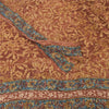 Sanskriti vintage Sarees Brown Pure Georgette Silk Printed Sari 5yd Craft Fabric