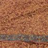 Sanskriti vintage Sarees Brown Pure Georgette Silk Printed Sari 5yd Craft Fabric