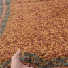 Sanskriti vintage Sarees Brown Pure Georgette Silk Printed Sari 5yd Craft Fabric
