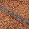 Sanskriti vintage Sarees Brown Pure Georgette Silk Printed Sari 5yd Craft Fabric