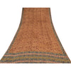 Sanskriti vintage Sarees Brown Pure Georgette Silk Printed Sari 5yd Craft Fabric