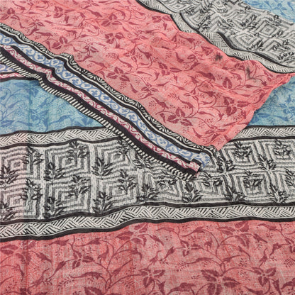 Sanskriti Vintage Sarees Pure Georgette Silk Printed Indian Sari Craft Fabric