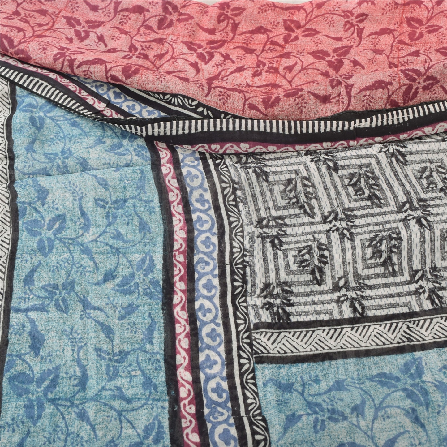 Sanskriti Vintage Sarees Pure Georgette Silk Printed Indian Sari Craft Fabric