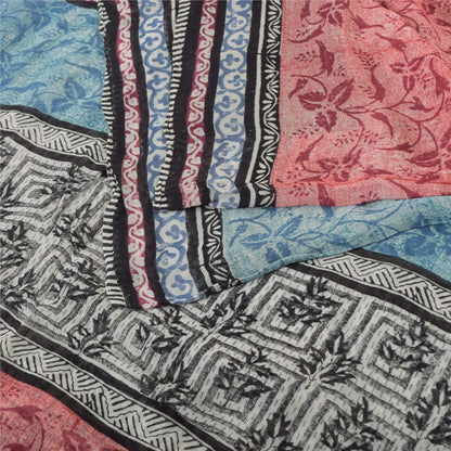 Sanskriti Vintage Sarees Pure Georgette Silk Printed Indian Sari Craft Fabric