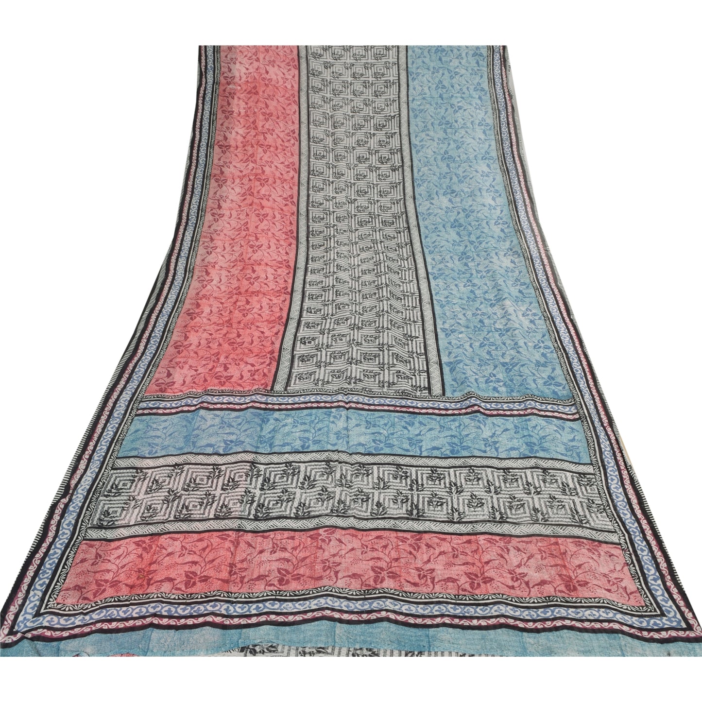 Sanskriti Vintage Sarees Pure Georgette Silk Printed Indian Sari Craft Fabric