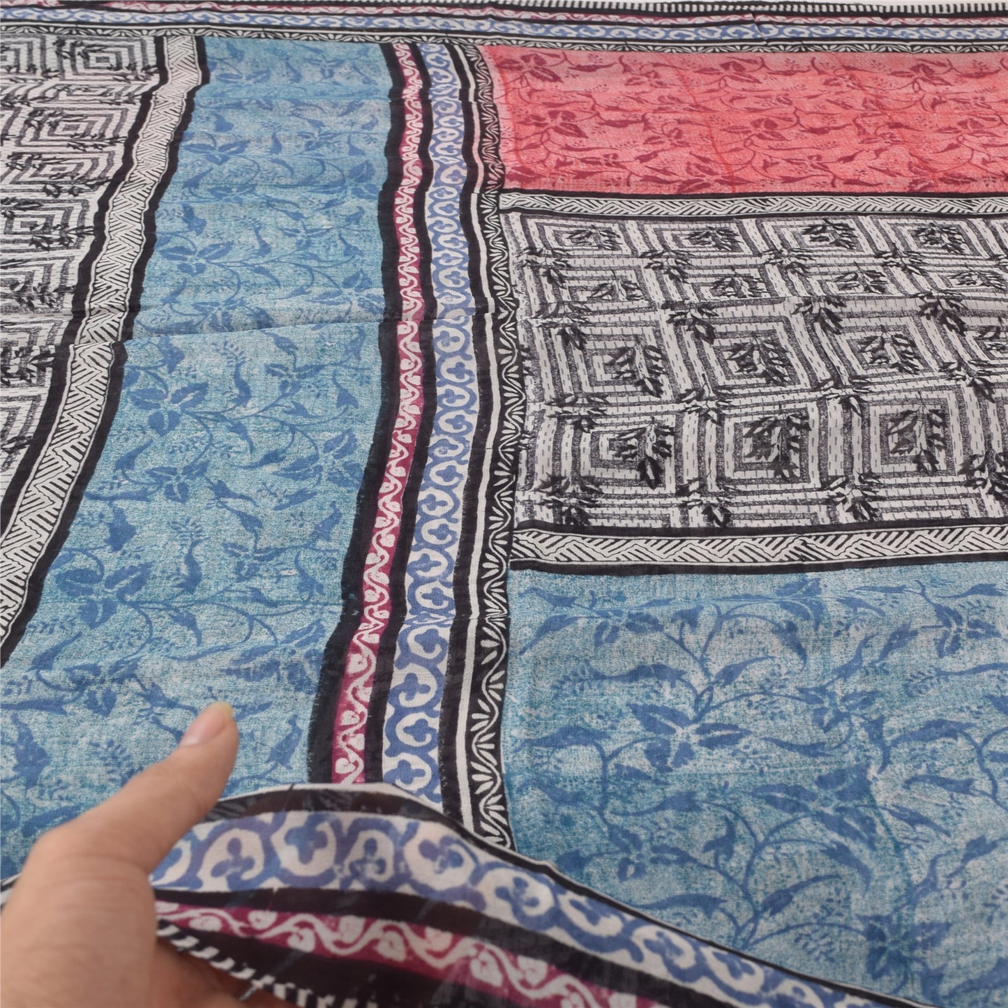 Sanskriti Vintage Sarees Pure Georgette Silk Printed Indian Sari Craft Fabric