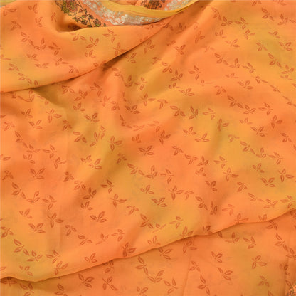 Sanskriti Vintage Orange Sarees Pure Georgette Silk Printed Sari Craft Fabric