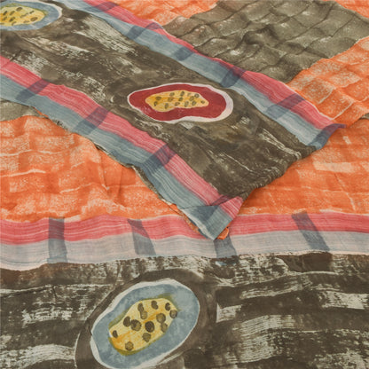 Sanskriti Vintage Pink Sarees Printed Zari Pure Georgette Silk Sari Craft Fabric