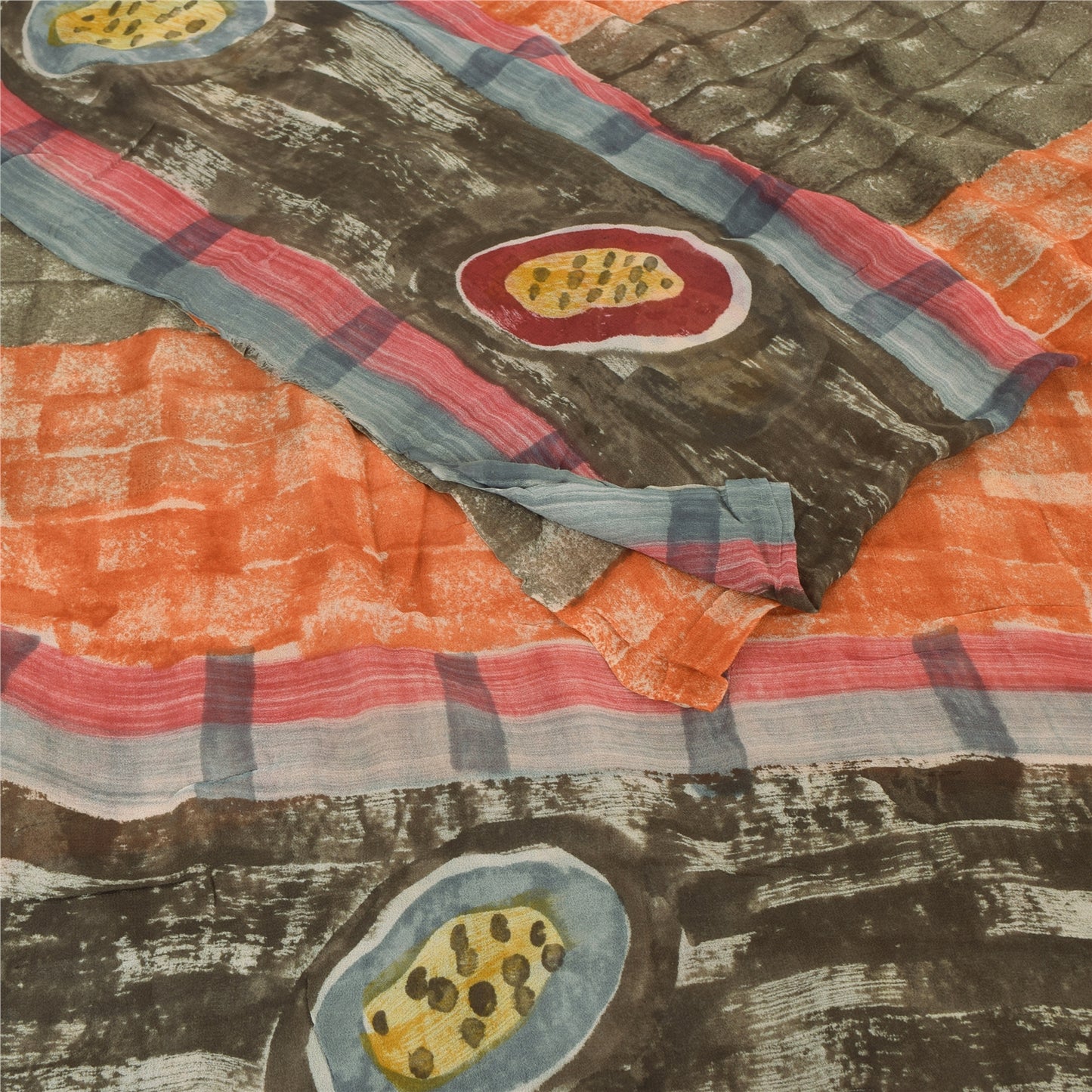 Sanskriti Vintage Pink Sarees Printed Zari Pure Georgette Silk Sari Craft Fabric