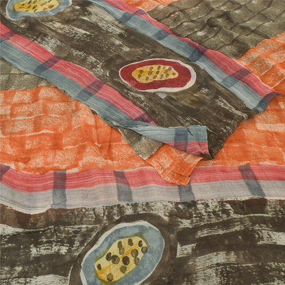 Sanskriti Vintage Pink Sarees Printed Zari Pure Georgette Silk Sari Craft Fabric