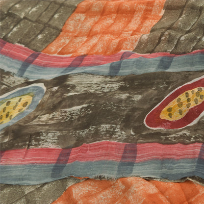 Sanskriti Vintage Pink Sarees Printed Zari Pure Georgette Silk Sari Craft Fabric