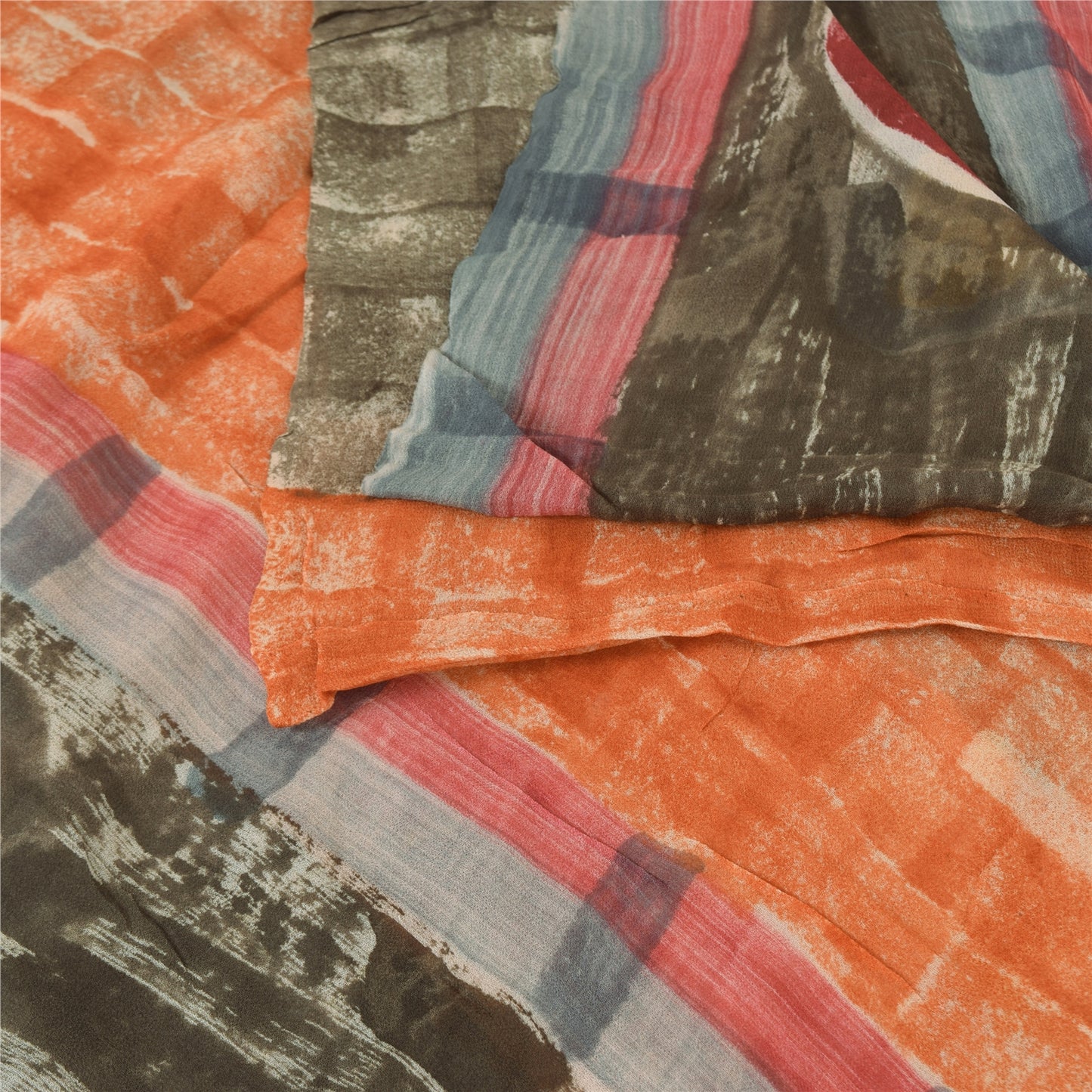 Sanskriti Vintage Pink Sarees Printed Zari Pure Georgette Silk Sari Craft Fabric