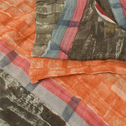 Sanskriti Vintage Pink Sarees Printed Zari Pure Georgette Silk Sari Craft Fabric