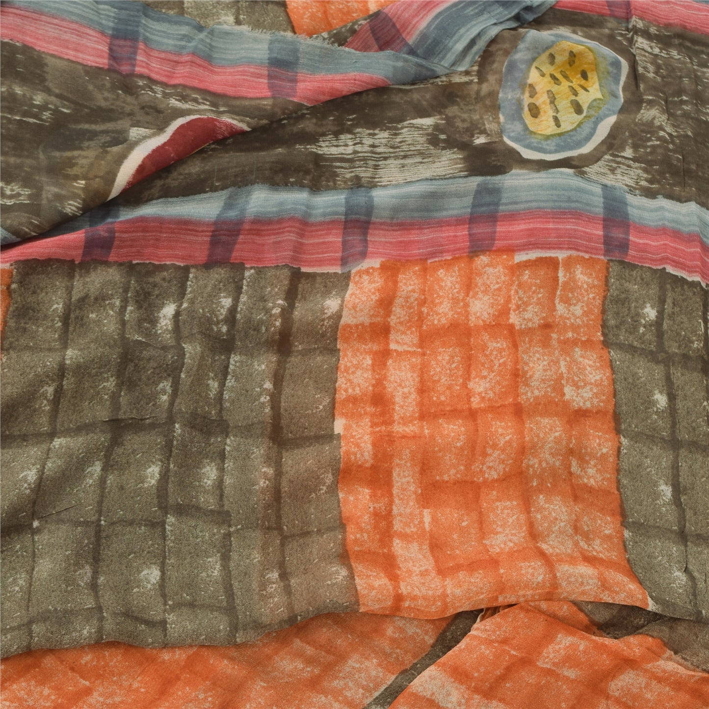 Sanskriti Vintage Pink Sarees Printed Zari Pure Georgette Silk Sari Craft Fabric