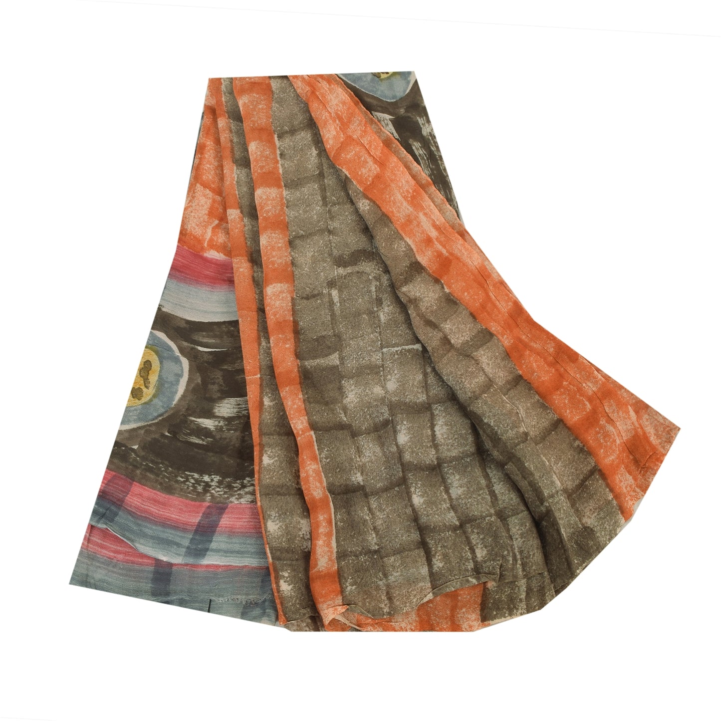 Sanskriti Vintage Pink Sarees Printed Zari Pure Georgette Silk Sari Craft Fabric