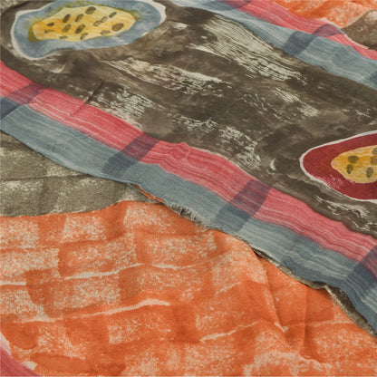Sanskriti Vintage Pink Sarees Printed Zari Pure Georgette Silk Sari Craft Fabric