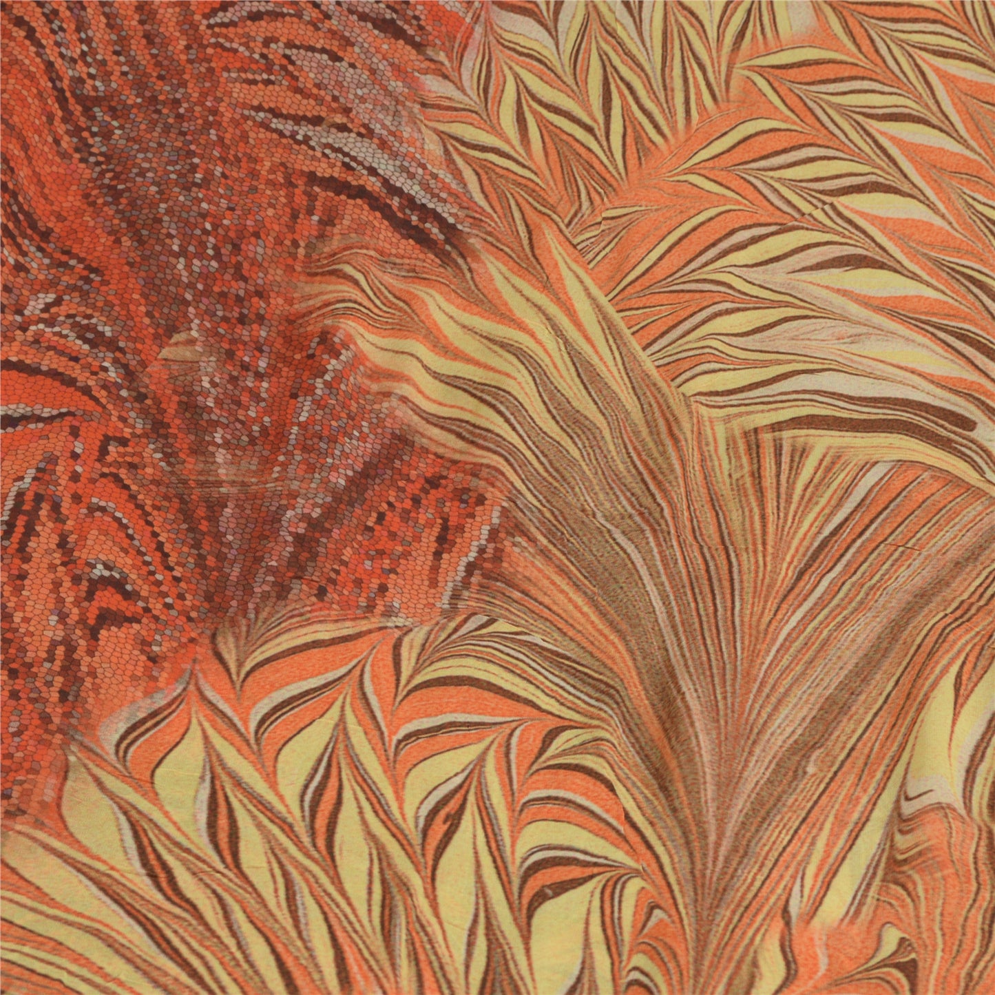 Sanskriti Vintage Indian Orange Sarees Georgette Printed Sari Craft Fabric