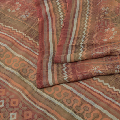 Sanskriti Vintage Multi Sarees Pure Georgette Silk Printed Sari 5yd Craft Fabric