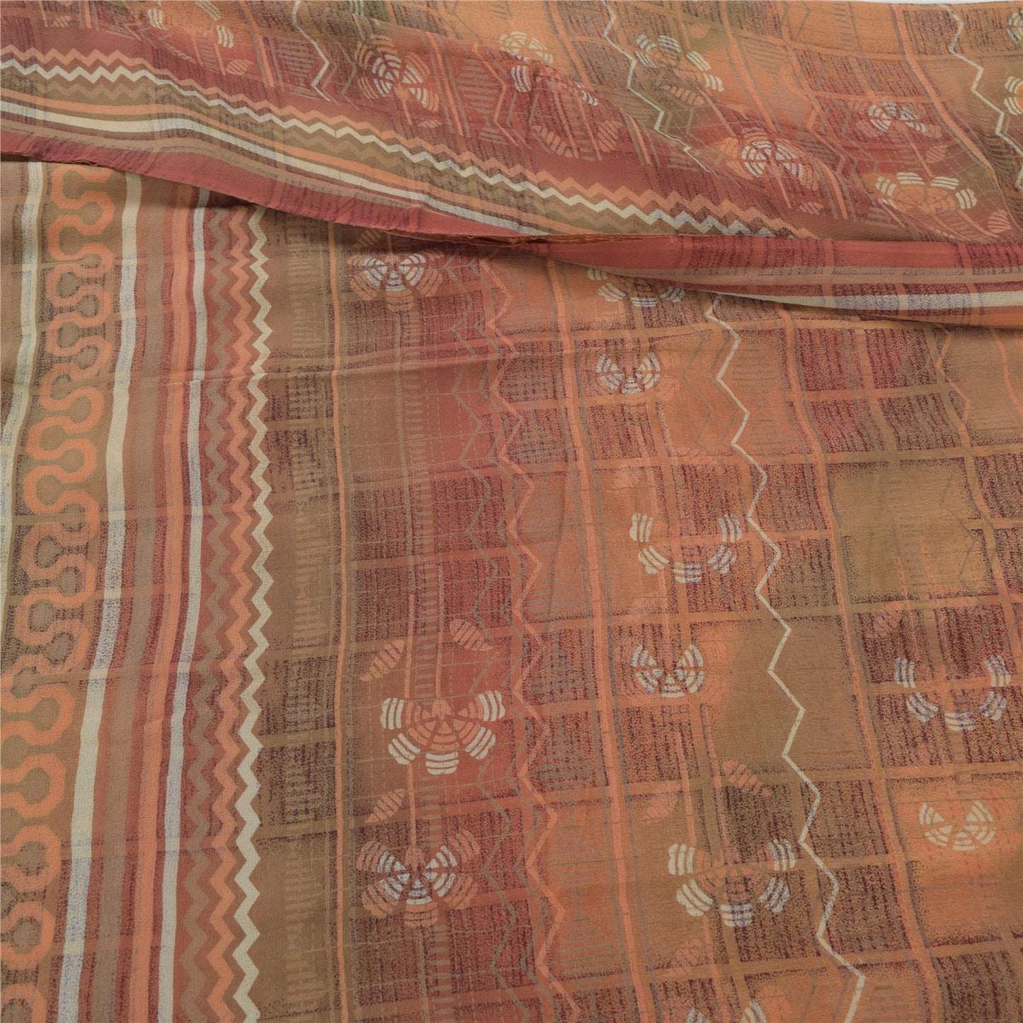 Sanskriti Vintage Multi Sarees Pure Georgette Silk Printed Sari 5yd Craft Fabric
