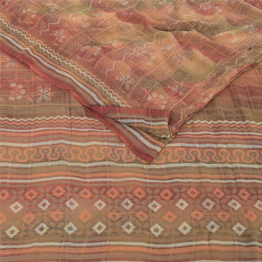 Sanskriti Vintage Multi Sarees Pure Georgette Silk Printed Sari 5yd Craft Fabric