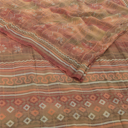 Sanskriti Vintage Multi Sarees Pure Georgette Silk Printed Sari 5yd Craft Fabric