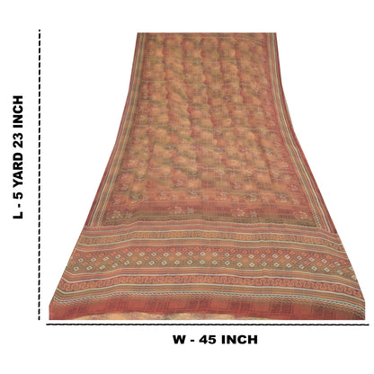 Sanskriti Vintage Multi Sarees Pure Georgette Silk Printed Sari 5yd Craft Fabric