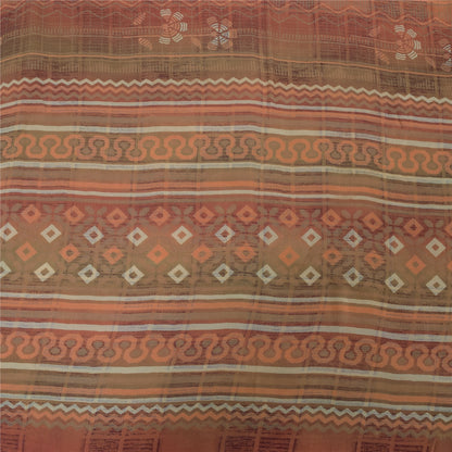 Sanskriti Vintage Multi Sarees Pure Georgette Silk Printed Sari 5yd Craft Fabric