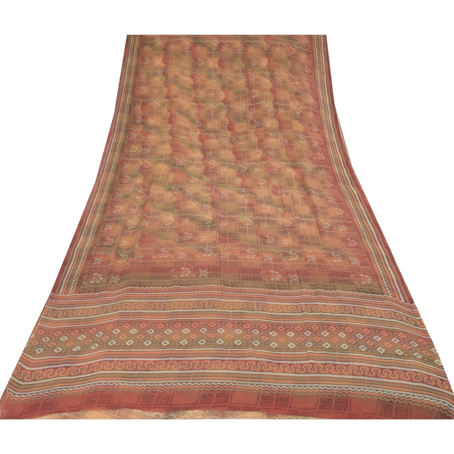 Sanskriti Vintage Multi Sarees Pure Georgette Silk Printed Sari 5yd Craft Fabric