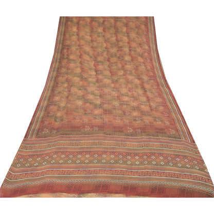 Sanskriti Vintage Multi Sarees Pure Georgette Silk Printed Sari 5yd Craft Fabric