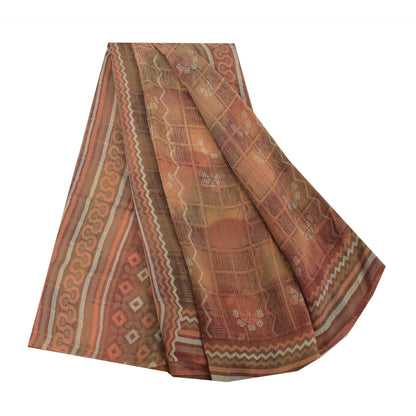 Sanskriti Vintage Multi Sarees Pure Georgette Silk Printed Sari 5yd Craft Fabric