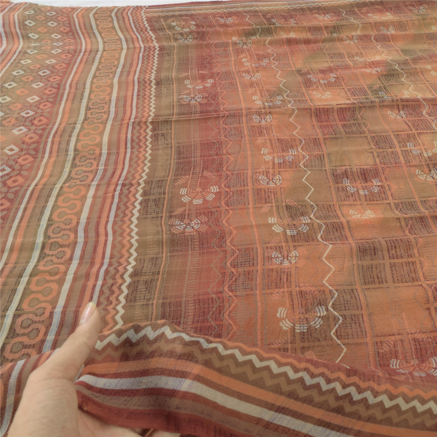 Sanskriti Vintage Multi Sarees Pure Georgette Silk Printed Sari 5yd Craft Fabric