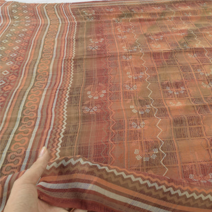 Sanskriti Vintage Multi Sarees Pure Georgette Silk Printed Sari 5yd Craft Fabric
