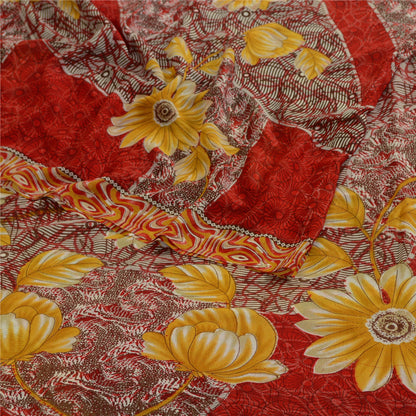 Sanskriti Vintage Red From India Sari Georgette Printed Sarees Craft Fabric