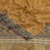 Sanskriti Vintage Sarees Yellow Sewing Fabric Pure Georgette Silk Printed Sari