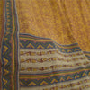Sanskriti Vintage Sarees Yellow Sewing Fabric Pure Georgette Silk Printed Sari