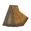 Sanskriti Vintage Sarees Yellow Sewing Fabric Pure Georgette Silk Printed Sari