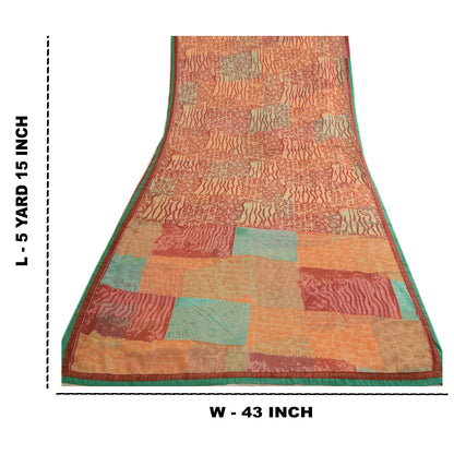 Sanskriti Vintage Sari Indian Multi Indian Georgette Printed Sarees Craft Fabric