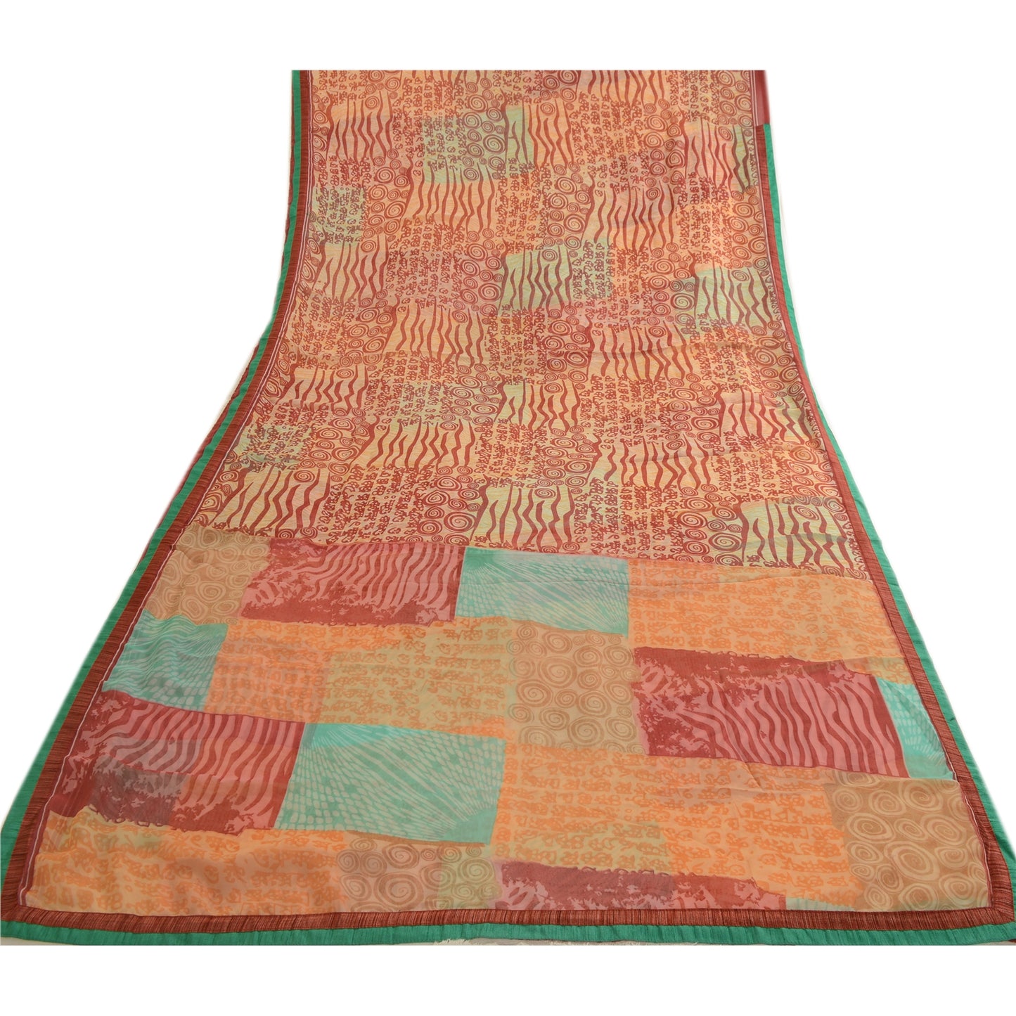 Sanskriti Vintage Sari Indian Multi Indian Georgette Printed Sarees Craft Fabric