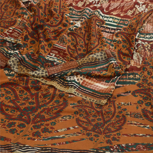 Sanskriti Vintage From India Multicolor Sarees Georgette Print Sari Craft Fabric