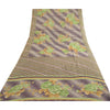 Sanskriti Vintage Purple Indian Sari Printed Georgette Sarees Soft Craft Fabric