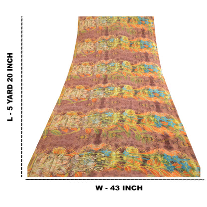 Sanskriti Vintage Indian Sari Multi Printed Georgette Sarees Craft 5 Yard Fabric