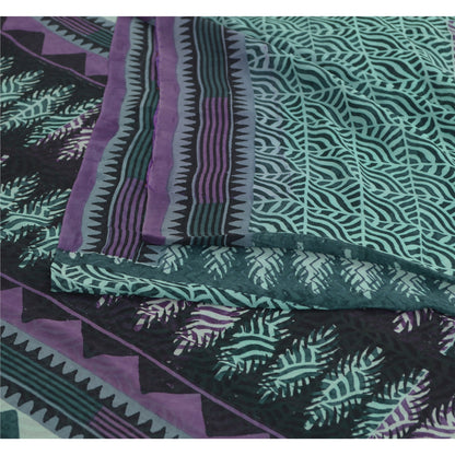 Sanskriti Vintage Purple/Green Sarees Pure Georgette Silk Printed Sari Fabric
