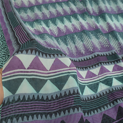 Sanskriti Vintage Purple/Green Sarees Pure Georgette Silk Printed Sari Fabric